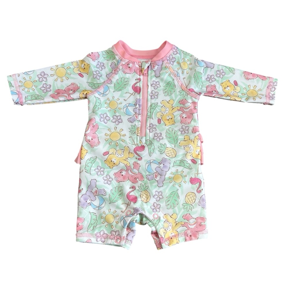 Care Bears Baby Girls Rash Guard Swimsuit. Girls, size 0-3 months